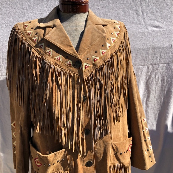 Roaman’s Suede Fringe Jacket Embroidered Size 16W - Picture 2 of 9
